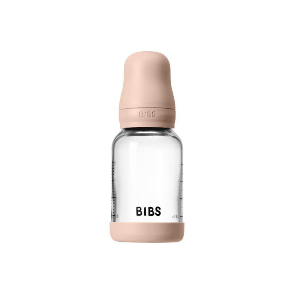 Antikoliková skleněná láhev s kaučukovým dudlíkem 120 ml Bibs