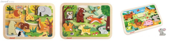 Dřevěné vkládací puzzle pro nejmenší Chunky Janod
