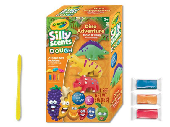 Crayola hmota tvarovací 28 g vonící 3 barvy 3 ks + sada tvarovátek dinosaurus