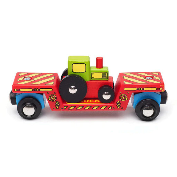 Vagon s traktorem + 2 koleje Bigjigs Rail