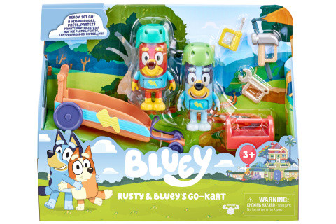 Sada figurek Gokart motokára Bluey a Rusty