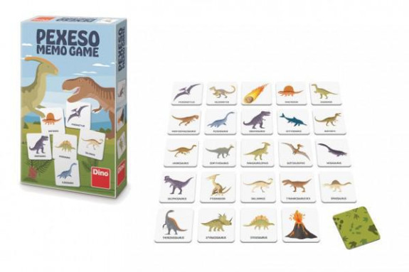 Pexeso Dinosauři 48 ks pevných kartiček v krabičce