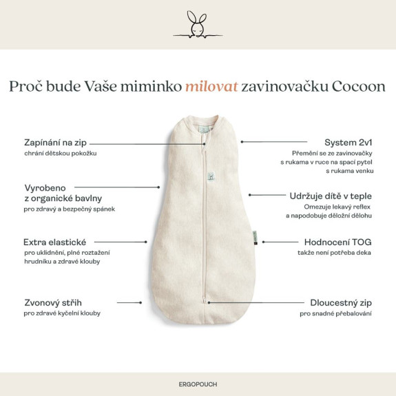 Zavinovačka a pytel na spaní 2 v 1 Cocoon Lullaby 1,0 tog Ergopouch