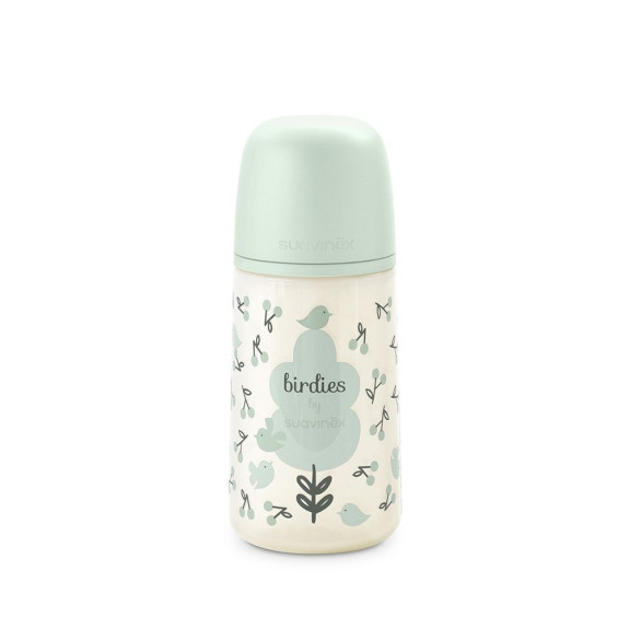 Kojenecká láhev 270 ml fyziologická M Birdies Suavinex
