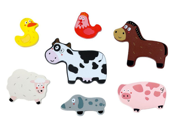 Dřevěné puzzle Veselá farma propojitelné 2Kids Toys