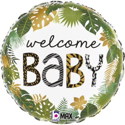 Kruh - Džungle Vítej Baby 18"/46 cm fóliový balónek nafukovací
