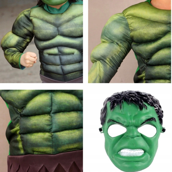 Dětský kostým Svalnatý Hulk s maskou Vel. 110-122/M