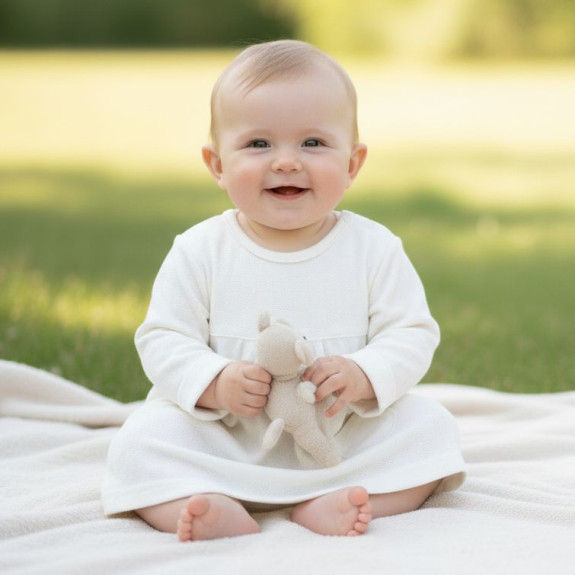 Kojenecké šaty dlouhý rukáv bílá vzor obdélník Baby Service
