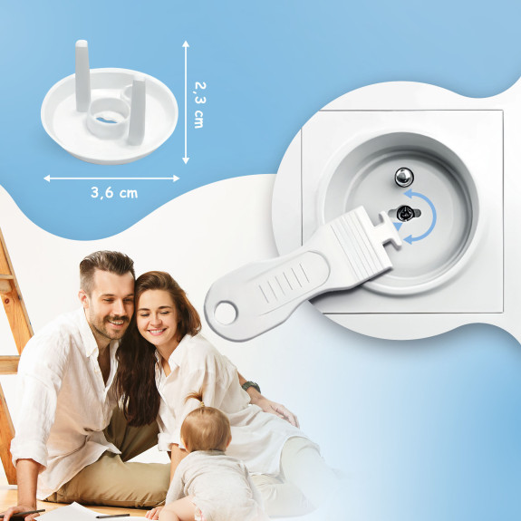 Ochranné kryty na elektrické zásuvky set 12 ks + 2x klíče Sipo