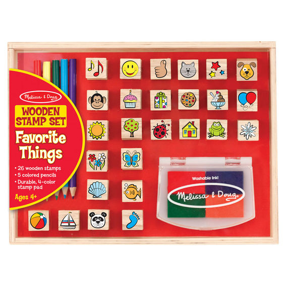 Dřevěná sada razítek s pastelkami 32 ks Melissa & Doug 