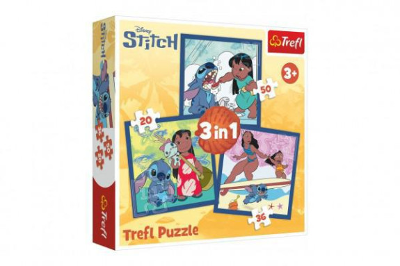 Puzzle 3v1 Lilo&Stitch - Čas se Stitchem 20x19,5cm