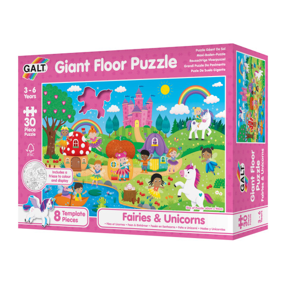 Velké podlahové puzzle - Víly a jednorožci