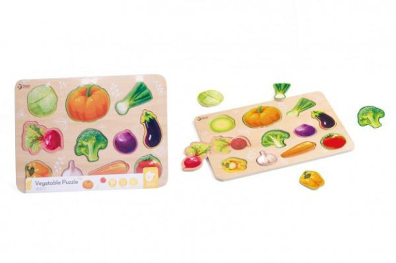 Puzzle/Vkládačka deskové zelenina dřevo 18m+
