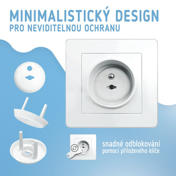 Ochranné kryty na elektrické zásuvky set 12 ks + 2x klíče Sipo