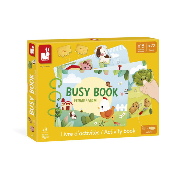 Farma Busy Book interaktivní kniha s aktivitami EN FR Janod