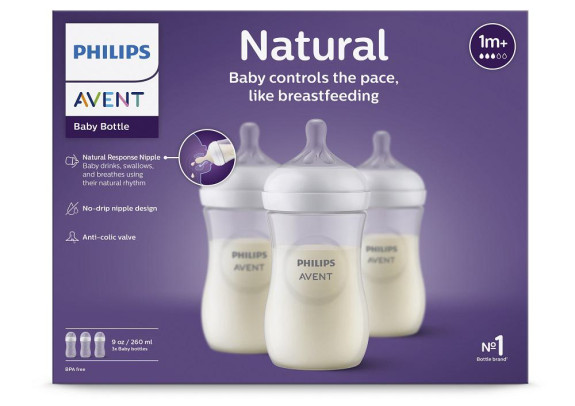 Láhev Natural Response Philips Avent 260 ml, 1 m+, 3 ks