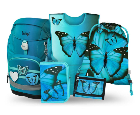 Set 5 Airy Plus Butterfly: batoh, penál, sáček, zástěra, peněženka Baagl