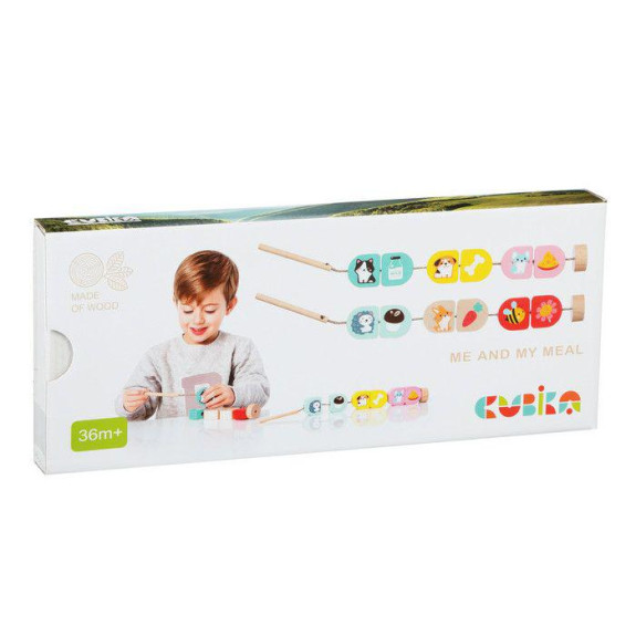 Co jíme - navlékací set - 14 dřevěných dílů Cubika