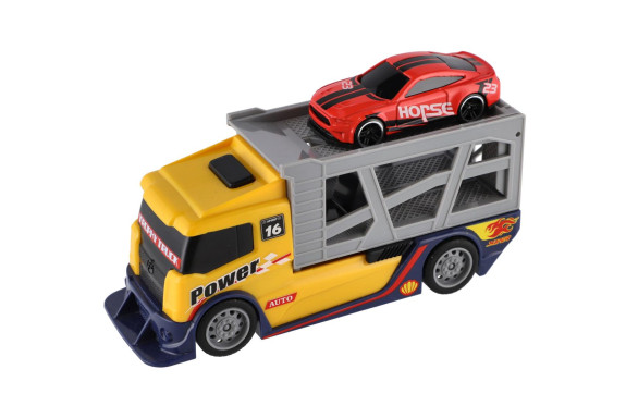 Auto kamion přepravník + plastové auto 15 cm na volný chod