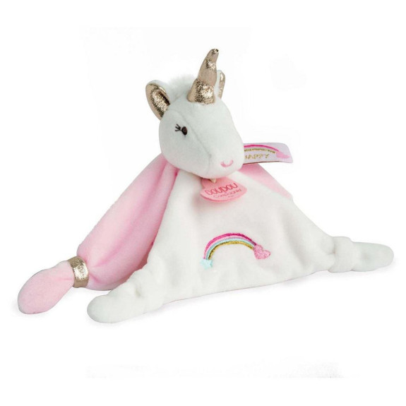 Dárková sada - plyšový muchláček jednorožec růžový 20 cm Doudou