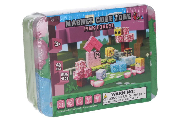 Stavebnice Magnet Cube Zone Pink Forest 48 dílků