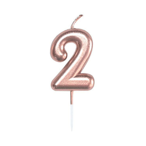 Svíčka dortová rose gold 5 cm