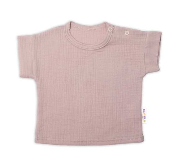 2-dílná mušelínová soupravička, tričko + kraťásky Boy béžová vel. 56 Baby Nellys