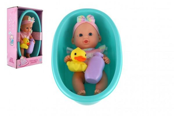 Panenka miminko 26 cm pevné tělo s vaničkou s doplňky