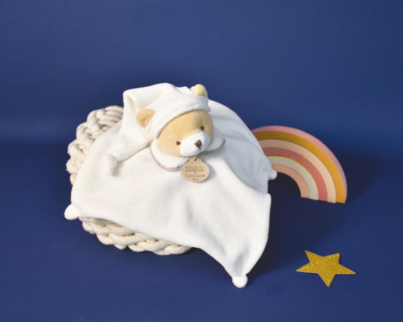 Dárková sada Plyšový muchláček šedý Medvídek 25 cm Doudou