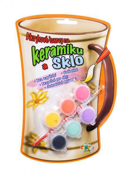 Akrylové barvy 6 ks se štětcem i na keramiku,sklo a kameny