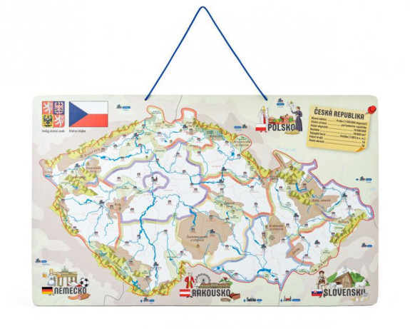 Magnetická mapa ČR s obrázky a společenská hra, 3 v 1