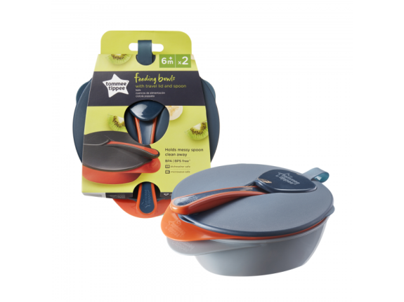 Misky pro snadné nabírání 2 ks, s víčkem a lžičkou Tommee Tippee