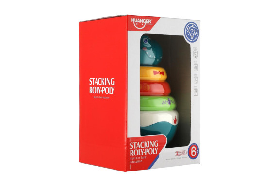 Roly Poly dinosaurus skládanka pyramida s kroužky se zvukem 16 cm