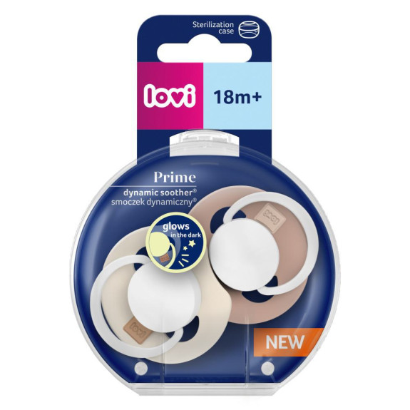 Dudlík svítící silikonový dynamický Prime 18 m+ 2 ks Ivory/Blush Lovi