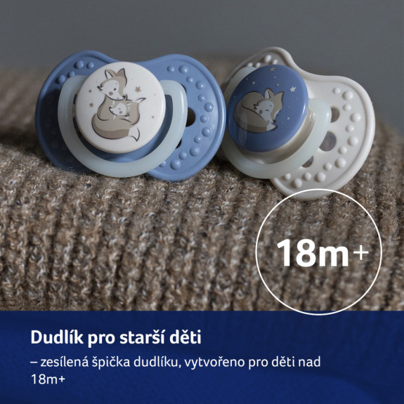 Dudlík svítící silikonový dynamický Night & Day 0 - 6 m, 2 ks Lovi