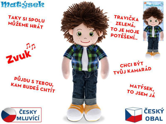 Panáček Matýsek měkké tělo 37 cm na baterie česky mluvící