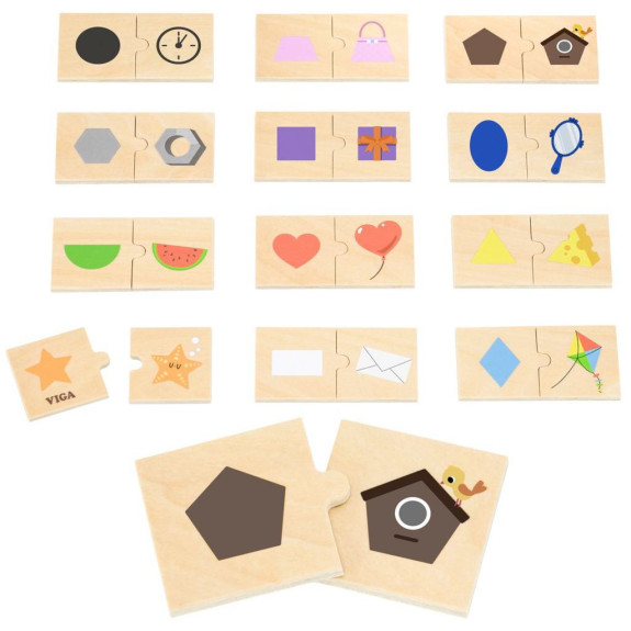 Dřevěné puzzle dvojice - tvary