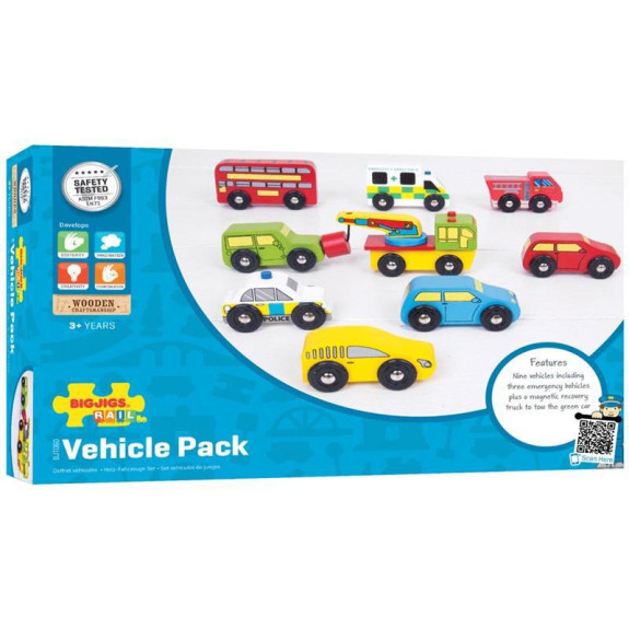 Dřevěné autodráhy sada aut Bigjigs Rail