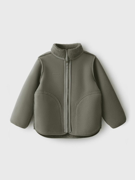 Fleecová bunda Theo Vetiver Green Leokid