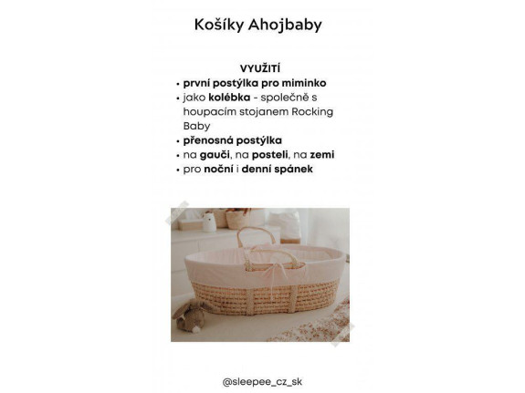 Mojžíšův košík pro miminko Corn Natural + oboustranná matrace Airdream Ahojbaby