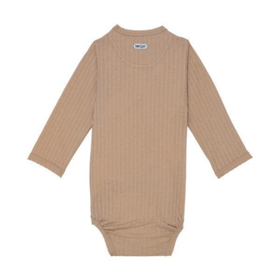 Prodyšné body s dlouhým rukávem Romper Seersucker Beige
