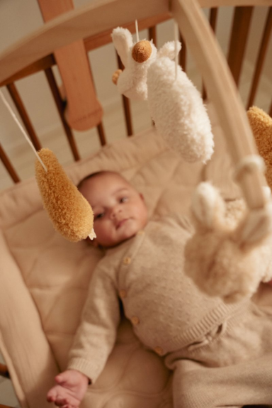 Hudební kolotoč dřevěný Newborn Naturals Little Dutch