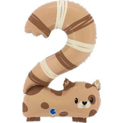 Fóliový balónek nafukovací Puppyloons Kočka (91cm,36") číslice 2