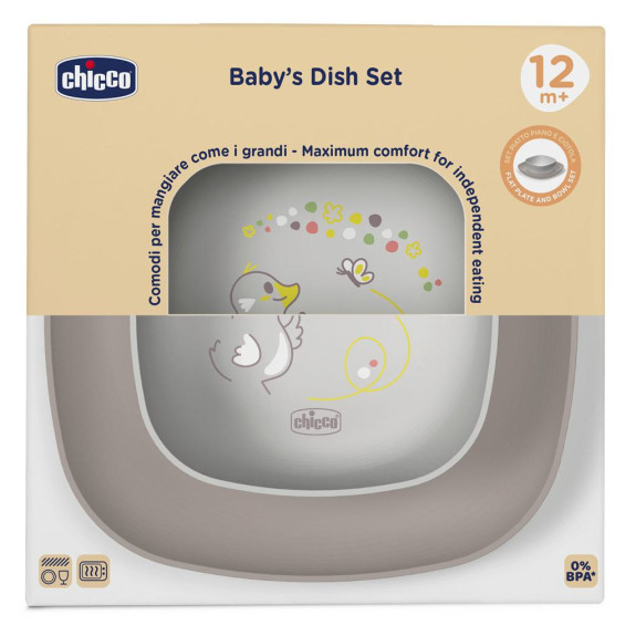 Set jídelní - miska a talíř 12 m+ Chicco