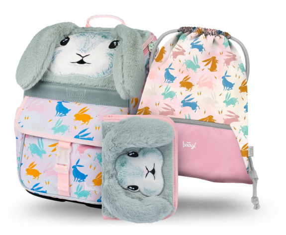 Set 3 Zippy Bunny: aktovka, penál, sáček Baagl