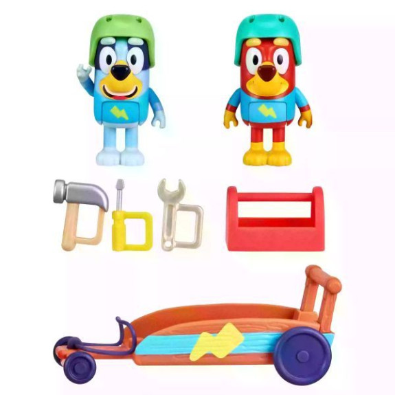 Sada figurek Gokart motokára Bluey a Rusty