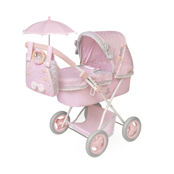 Skládací kočárek pro panenky se slunečníkem a taškou Sophie 60 cm DeCuevas