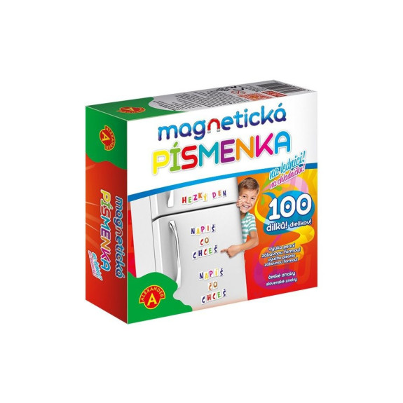 Magnetická písmenka na lednici 100 dílků v krabici