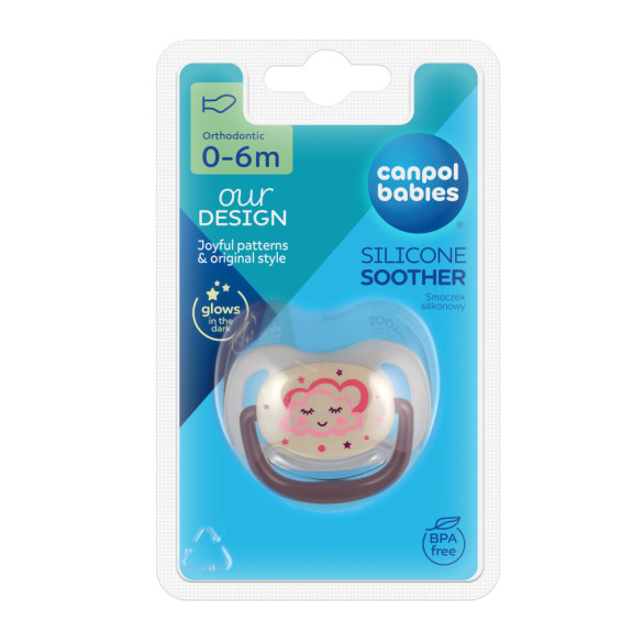 Dudlík svítící silikonový anatomický Night dreams 0 - 6 m, 1 ks Canpol babies