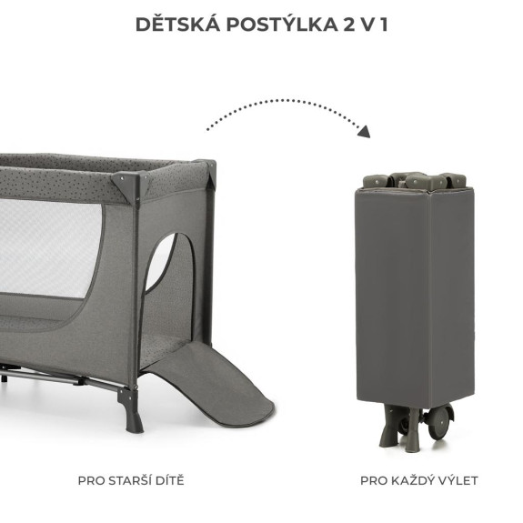 Postýlka cestovní Joy 2 Dark grey Kinderkraft